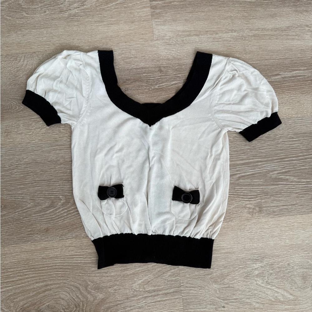 Nanette Lepore Black and Cream Blouse